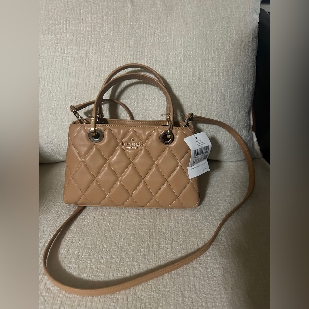 Kate Spade Small Sullivan Quilted Cream Handbag with Gold Accents